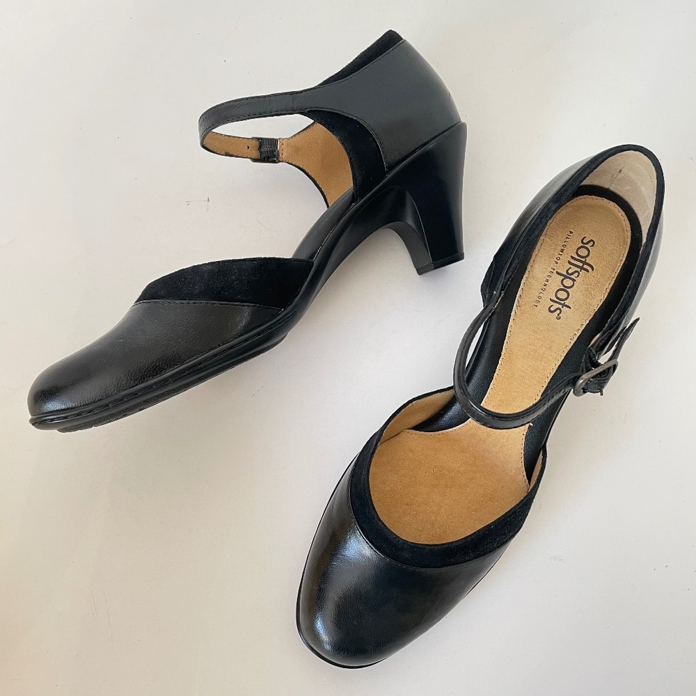 Softspots Black Leather Suede Rhianna Comfort Pump 9